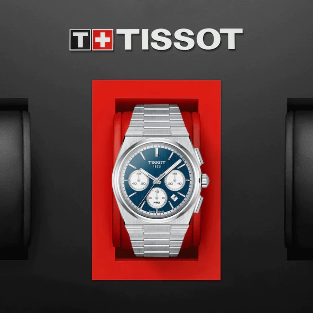 Tissot Mens PRX Automatic Chronograph 316L Stainless Steel case Automatic Watches, Grey, Stainless Steel, 13 (T1374271104100)