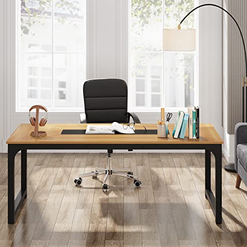 Tribesigns Modern Computer Desk, 63 x 31.5 inch Large Executive Office Desk Computer Table Study Writing Desk Workstation for Home Office, Spliced Desktop, White