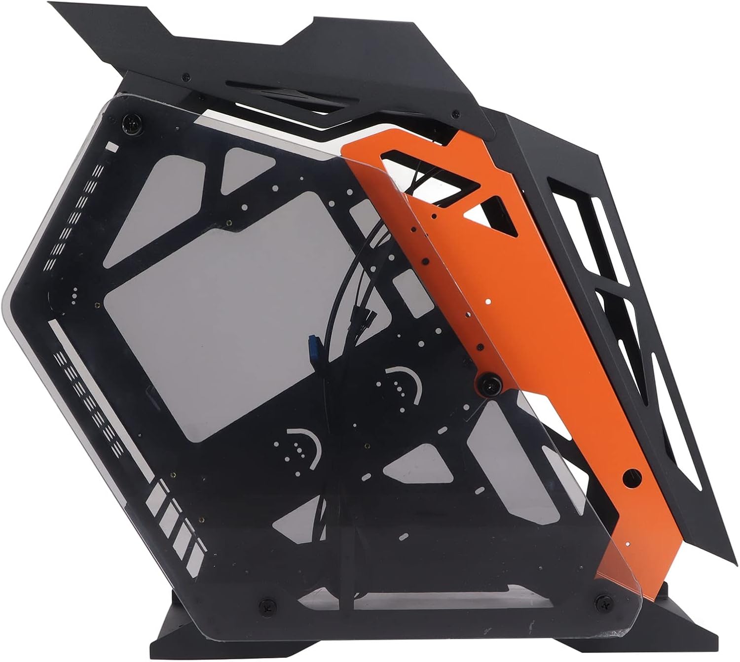 M-ATX PC Case Desktop Chassis, PC Gaming Case, Computer Case with Tempered Glass Transparent Design, Water Cooled ATX Case for Office Home, Support 1x3.5HDD,1x2.5SSD