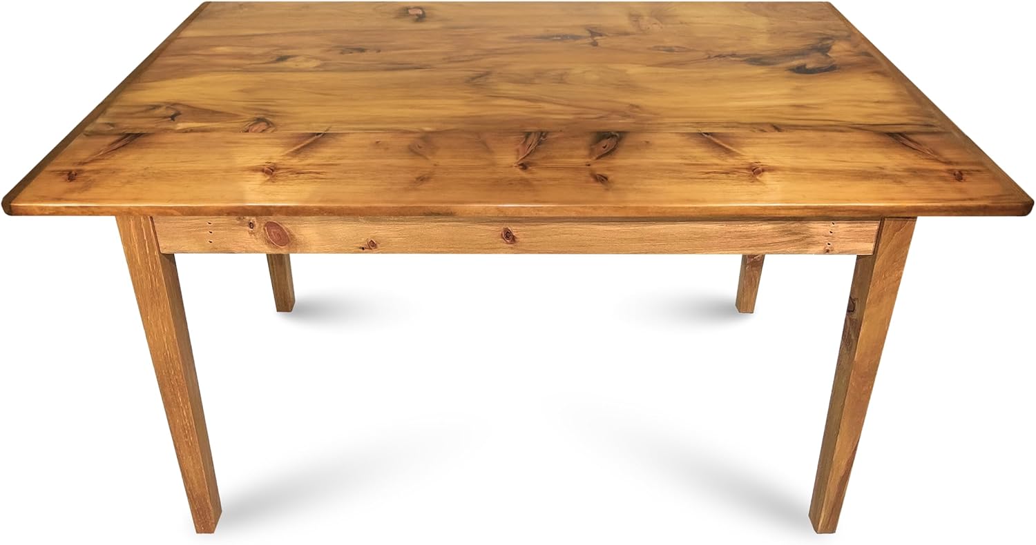 Amish Reclaimed Solid Wood Rustic Farmhouse Dining Table with Breadboard Ends, Farmhouse Kitchen Table (5', Light Natural)