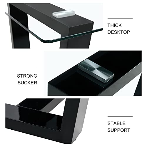 Glass Dining Table Set for 6, Modern Dining Room Table Set for 6, Kitchen Table Set for 6,Glass Dinner Table Set with Black Bracket Pedestal for Kitchen Dining Room