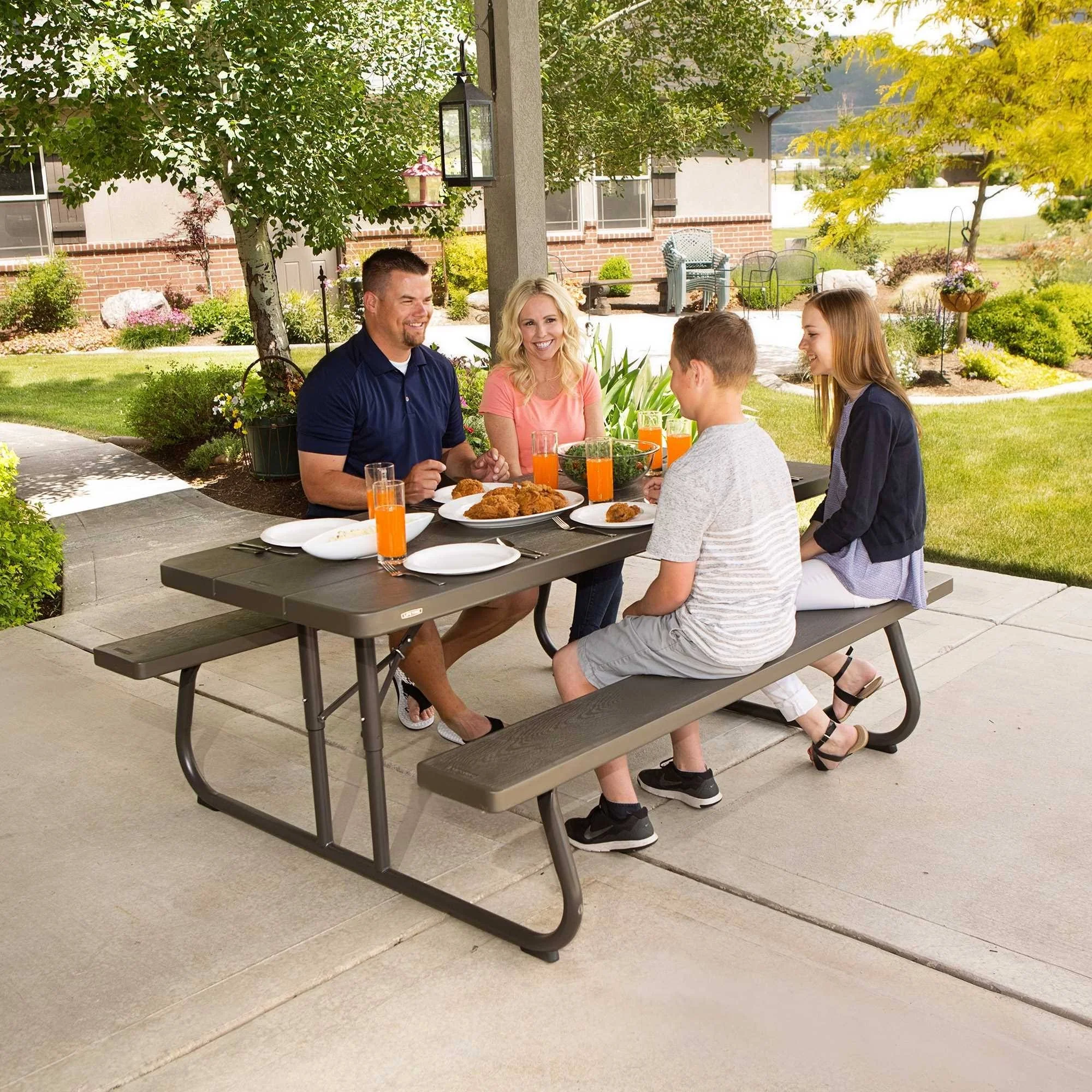 Lifetime Folding Picnic Table 60105 6-Foot Dark Brown Faux Wood