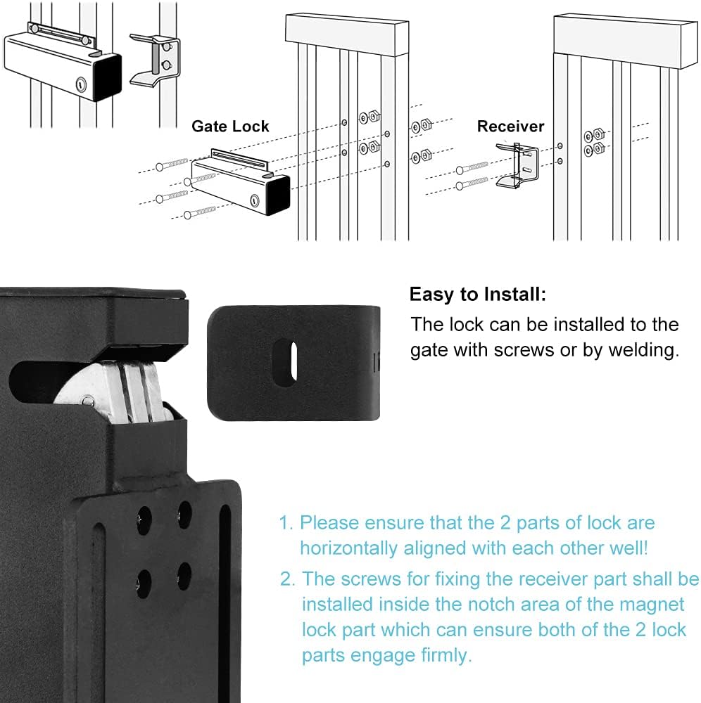 Automatic Electric Gate Lock for Swing Gate Opener Automatic Gate Lock with Control Board AC/DC 12-24V for Multi Gate Door Opener Lock