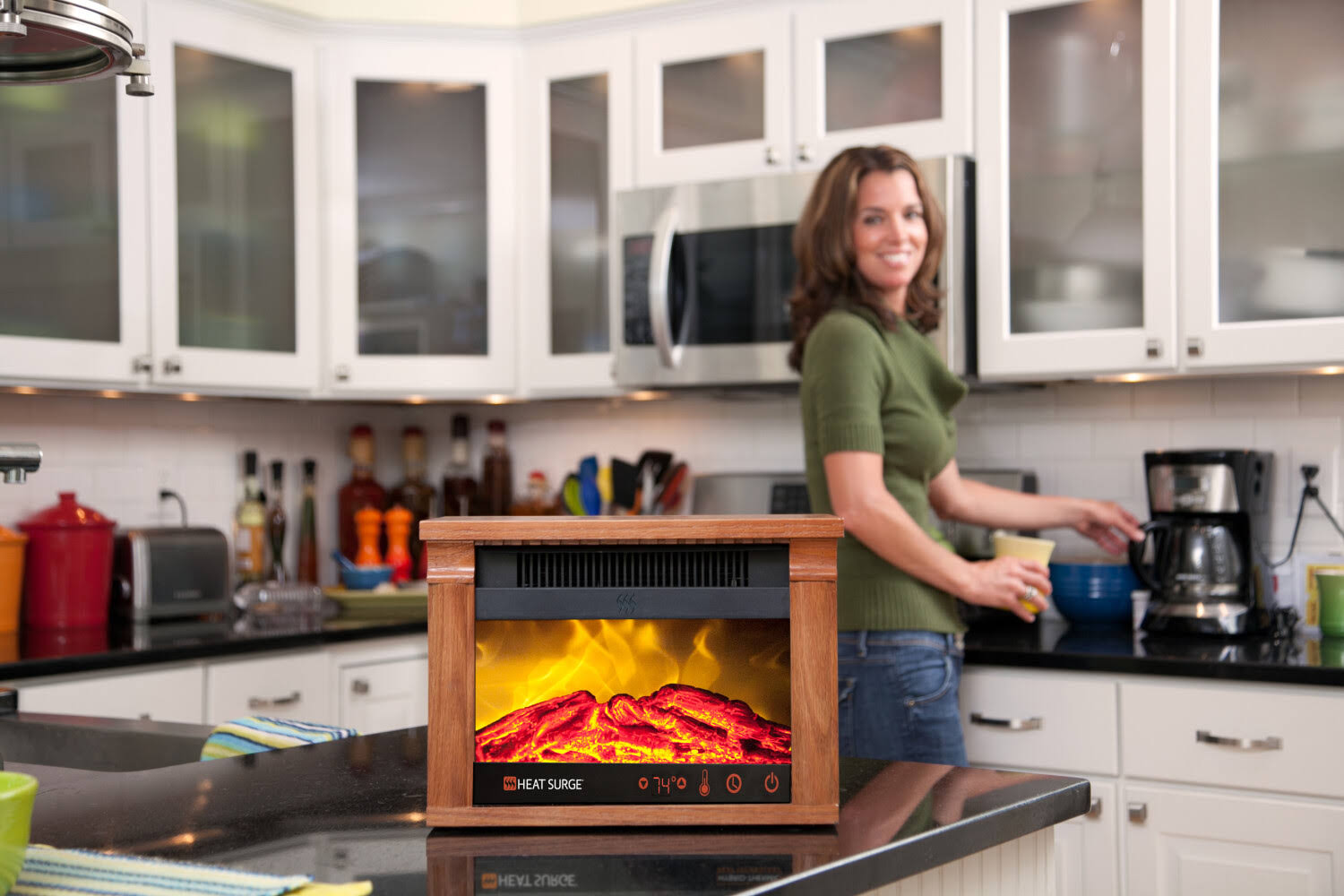Heat Surge Mini Glo Portable Electric Fireplace Heater, Remote Control