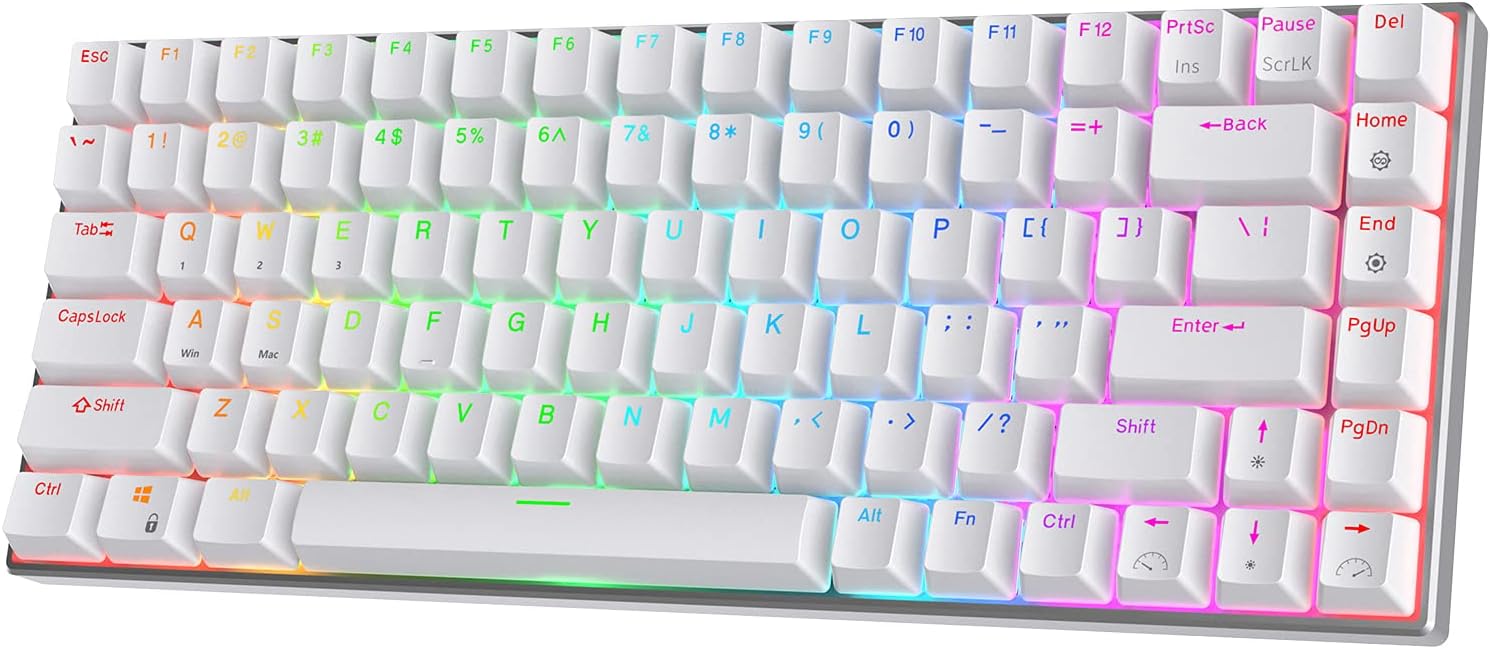 RK ROYAL KLUDGE RK84 Pro RGB 75% Triple Mode BT5.0/2.4G/USB-C Hot Swappable Mechanical Keyboard, 84 Keys Wireless Bluetooth Gaming Keyboard with Aluminum Frame, Quiet Red Switch