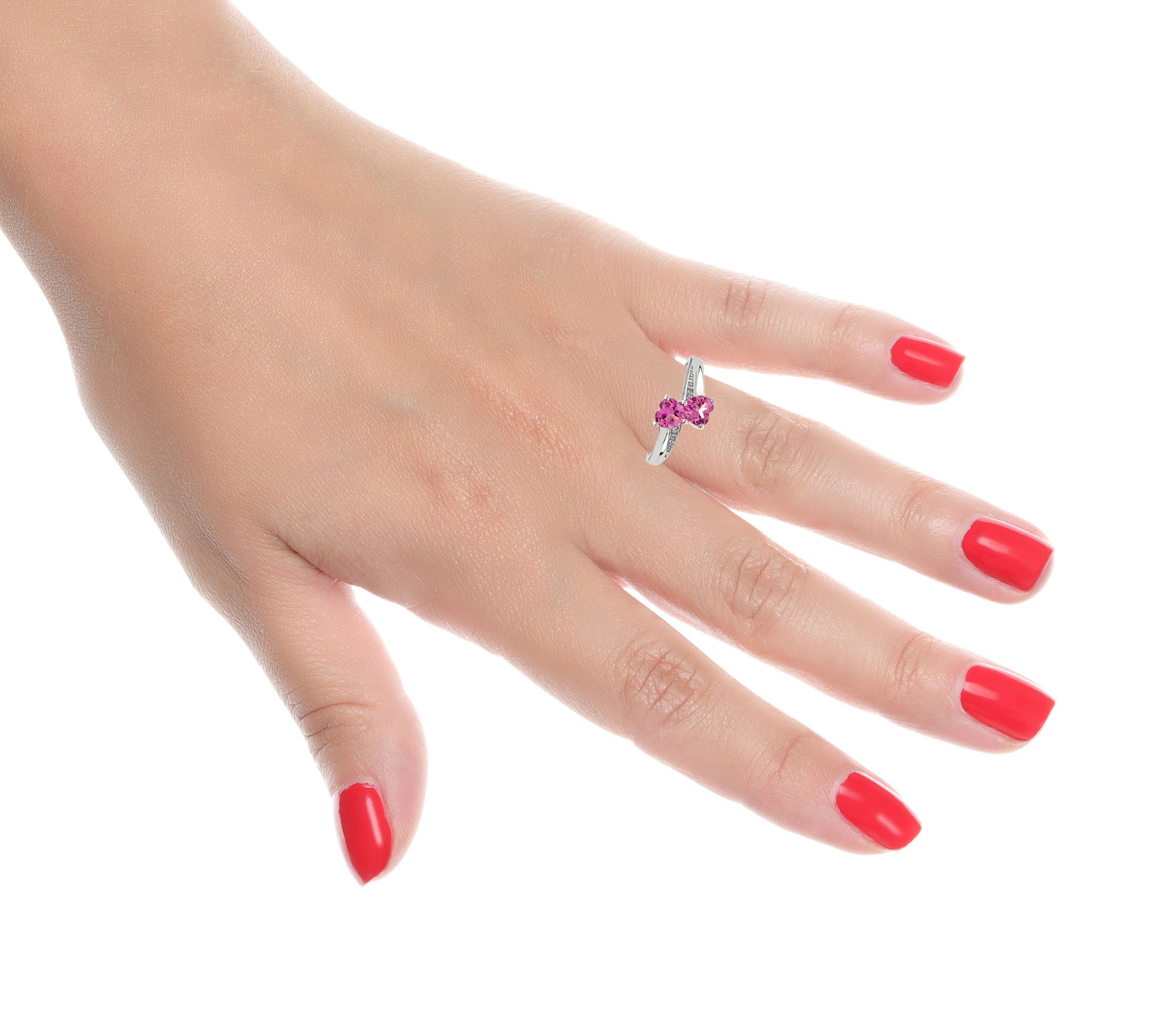 1.10 Ct Heart Pink Sapphire and Diamond Accent 925 Sterling Silver Ring Size 7