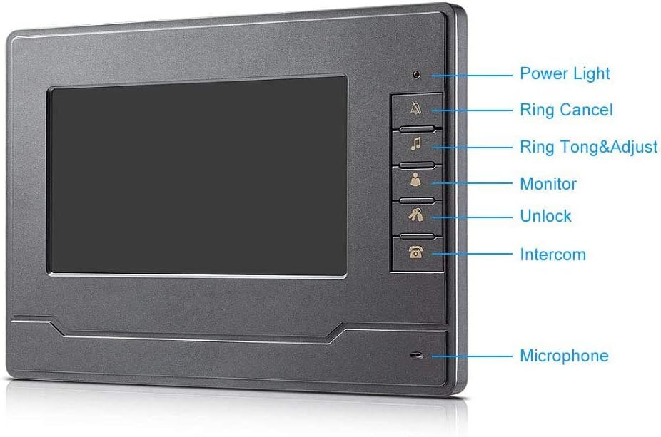 AMOCAM Video Intercom System, Wired 7 Inches Monitor Video doorphone Doorbell System,Video Door Phone HD Camera Kits Support Unlock, Monitoring, Dual-Way Intercom for Villa House Office Apartment