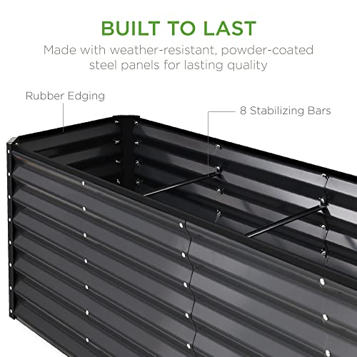 Best Choice Products 8x4x2ft Outdoor Metal Raised Garden Bed, Deep Root Planter Box for Vegetables, Flowers, Herbs, and Succulents w/ 478 Gallon Capacity - Gray