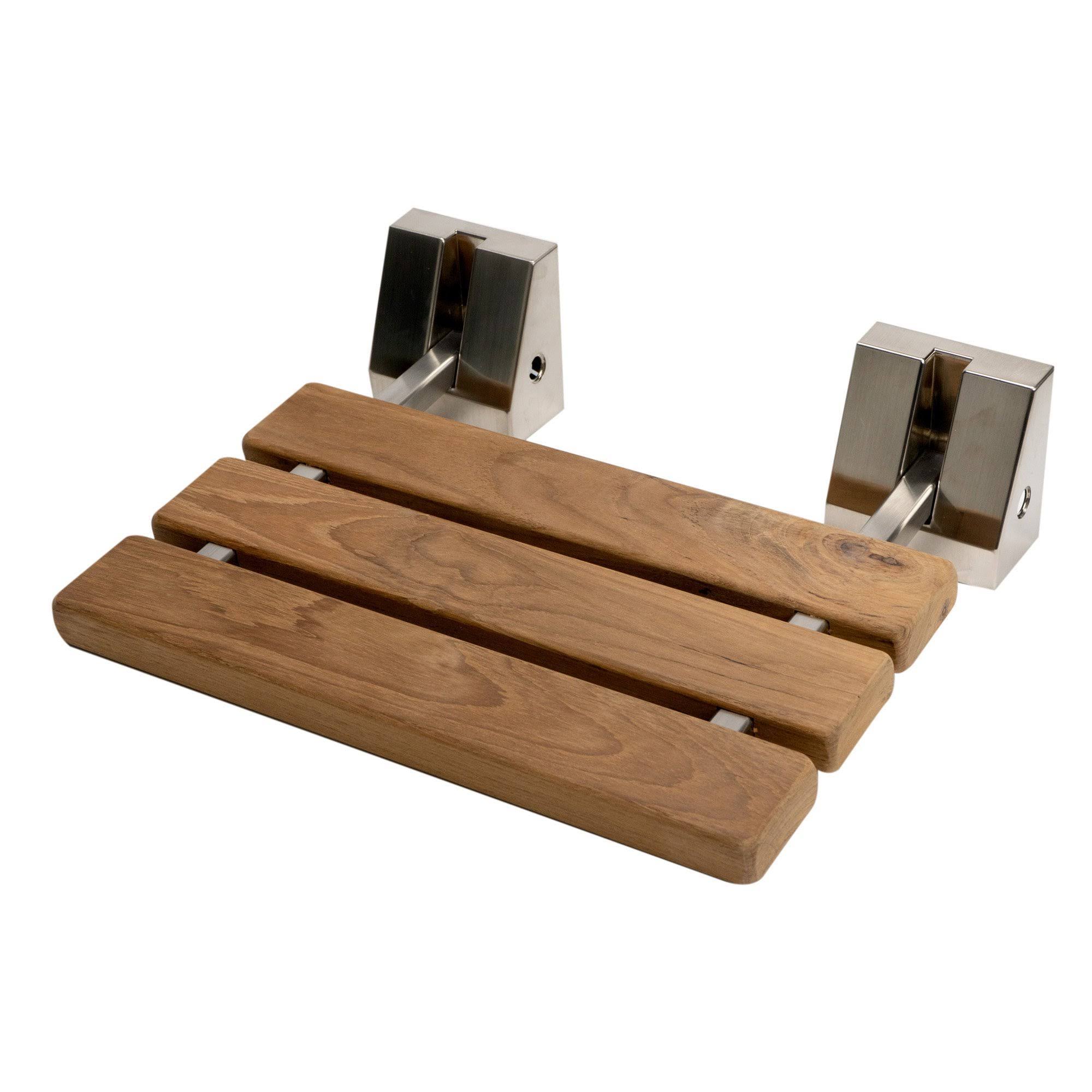Alfi Brand ABS16S-BN Brushed Nickel 16x22 Folding Teak Wood Shower Seat Bench