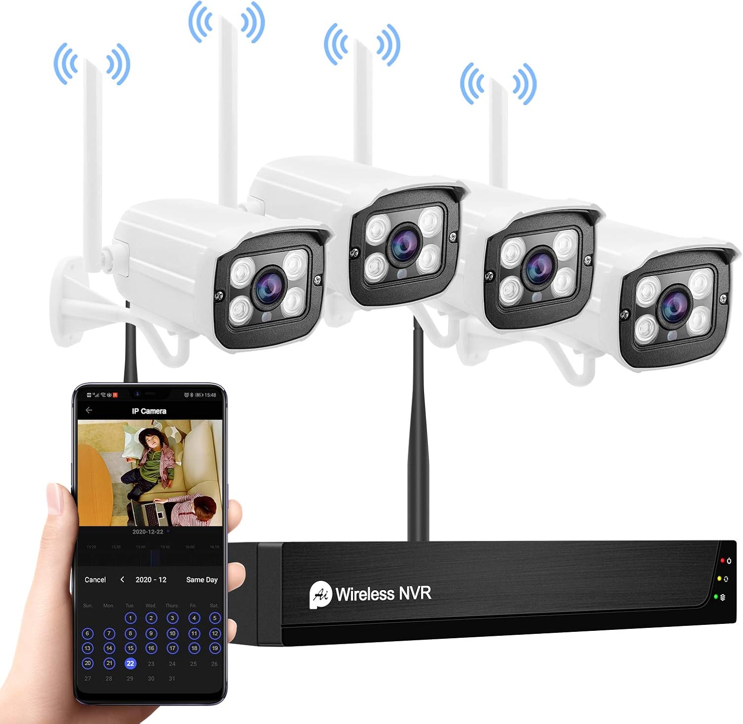 Wireless Security Camera System with Two Way Audio/1TB Hard Drive,Complete Surveillance Systems with Full HD 8CH NVR 4Pcs 1080P,Plug&Play,Night Vision,Motion Alert,WiFi NVR System for Home Outdoor