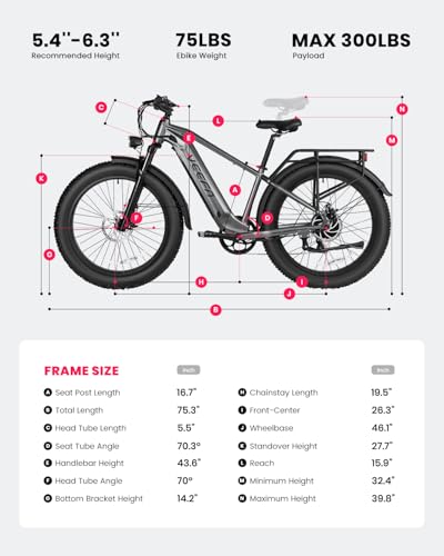 VEEFA Electric Bike 750W/Peak 1000W Motor 48V 13AH Removable Battery Electric Bicycle for Adults 26" x 4.0" Fat Tire Ebike 28MPH E Bike 7-Speed UL 2849 Certified