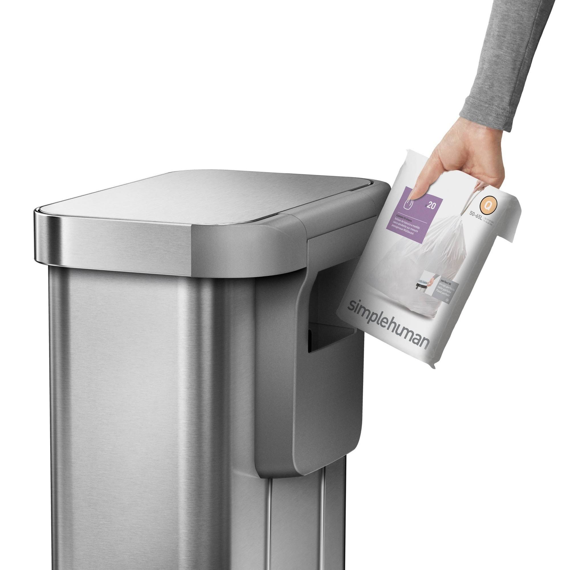 simplehuman 55L Rectangular Step Trash Can Brushed Silver