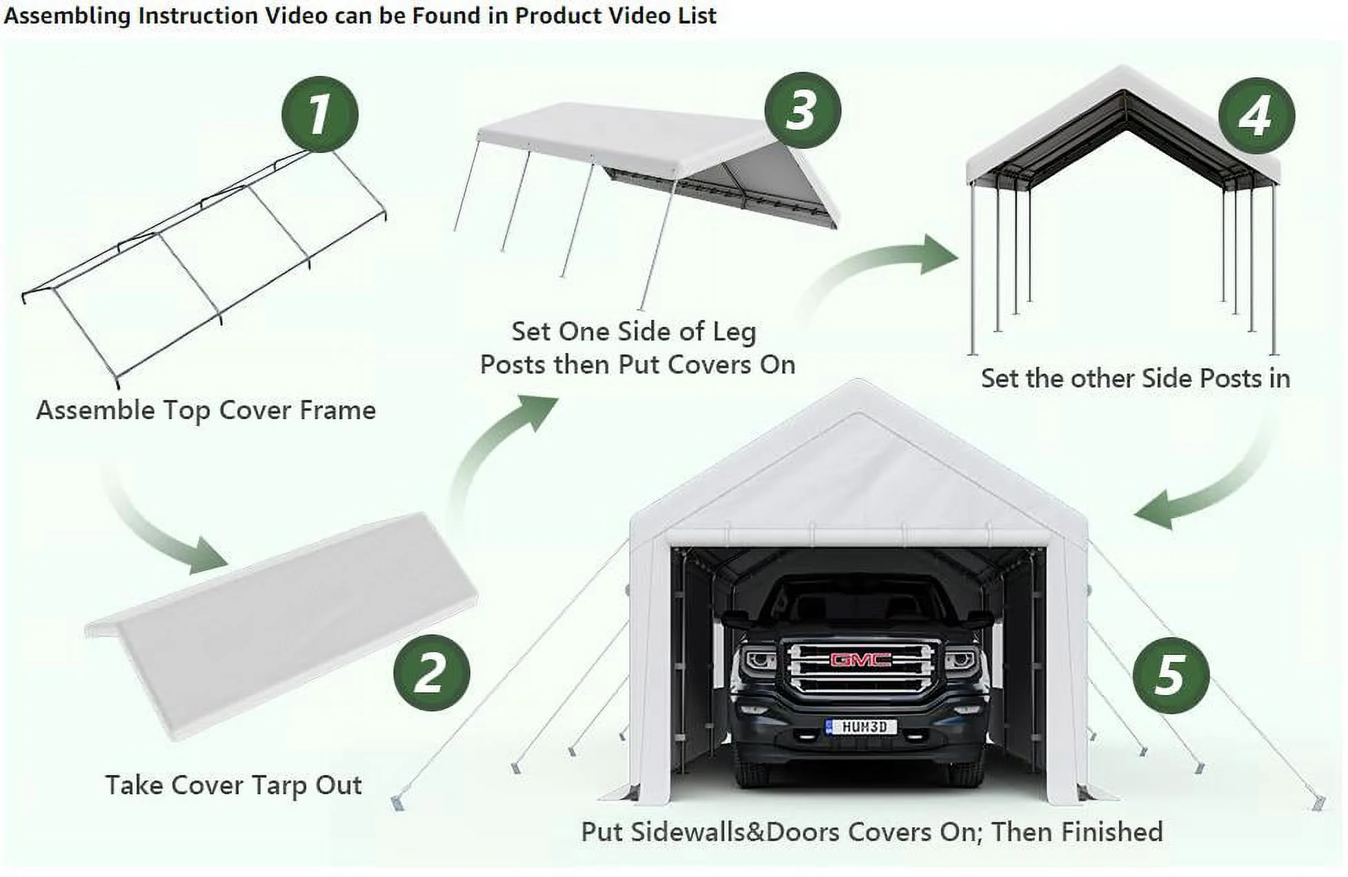 TANGJEAMER Carport 10'x20' Heavy Duty Car Canopy Portable Garage with Removable Sidewalls & Doors for Truck Boat Car Port, Party, Storage