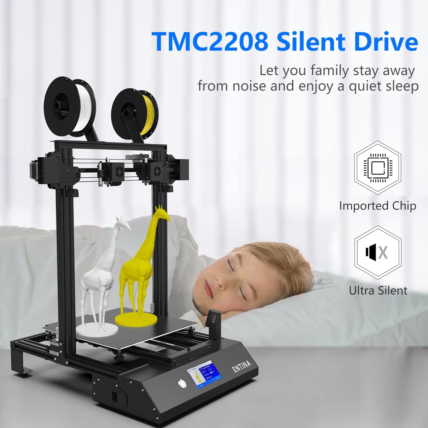 X40 IDEX 3D Printer, Independent Dual Extruder 3D Printer with TMC2208 Silent Driver, 4.3 Touch Screen, PEI Spring Steel Magnetic Platform, Built-in Camera, Wi-Fi Cloud Printing 300x300x400mm