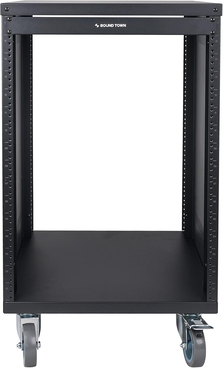 Sound Town 30U Universal Steel Rack, w/ 3 Locking Casters, Vented Side Panels for Audio Video, Server and Network Equipment (STRK-M30U)