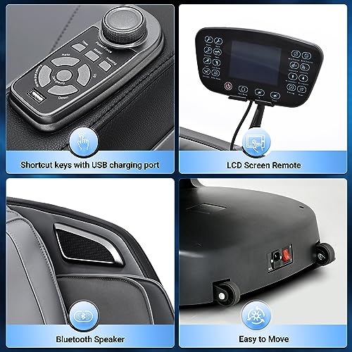 Massage Chair Full Body with Heat, Full Body Zero Gravity Shiatsu Massage Chair, Kneading Recliner w/ 20 Auto Modes, Foot Massage, Bluetooth, USB Charging Port, Touch Screen Controller