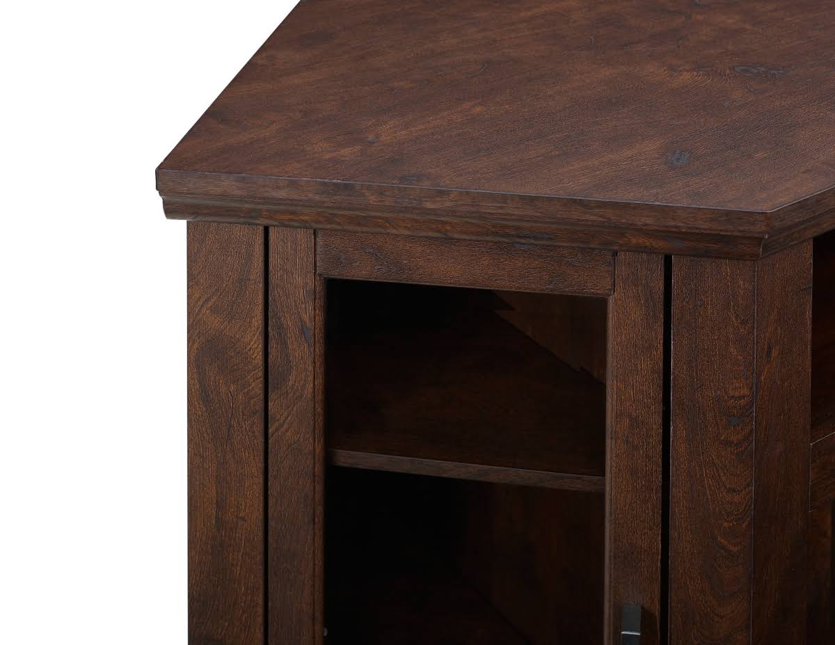 Walker Edison 48x22 Classic Traditional Wood Corner Fireplace Media TV Stand Console - Traditional Brown - Sand