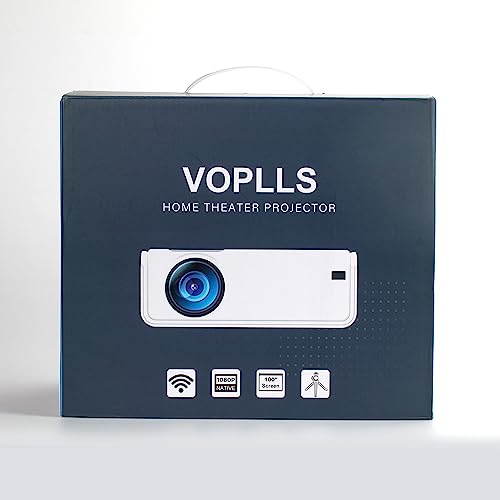 Mini Projector, VOPLLS 1080P Full HD Supported Video Projector, Portable Outdoor Home Theater Movie Projector, 50% Zoom, Compatible with HDMI, USB, AV, Smartphone/Tablet/Laptop/PC/TV Box