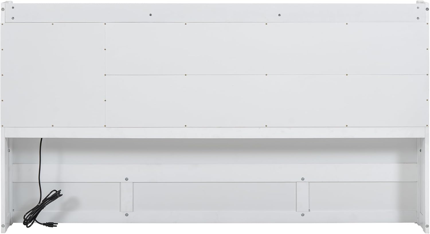 Twin Size Daybed with Storage Bookcases, Underneath Storage and USB Charging Station, Multi-Functional Hydraulic Storage Day Bed Sofa Bed for Living Room, Bedroom, Guestroom, White