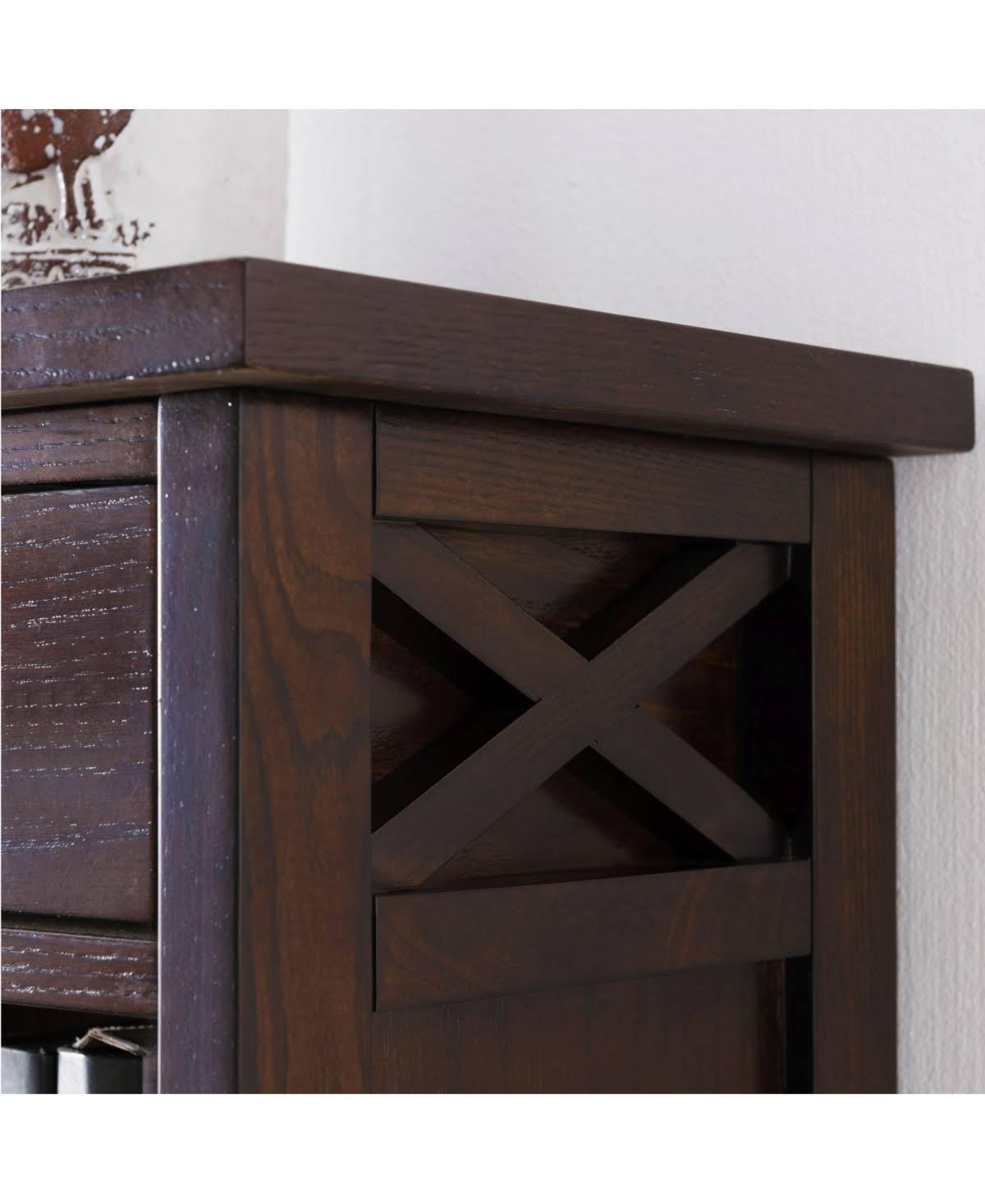 Leick Home 81262 Mantel Height 3 Shelf Bookcase with Drawer Storage, Chocolate Oak