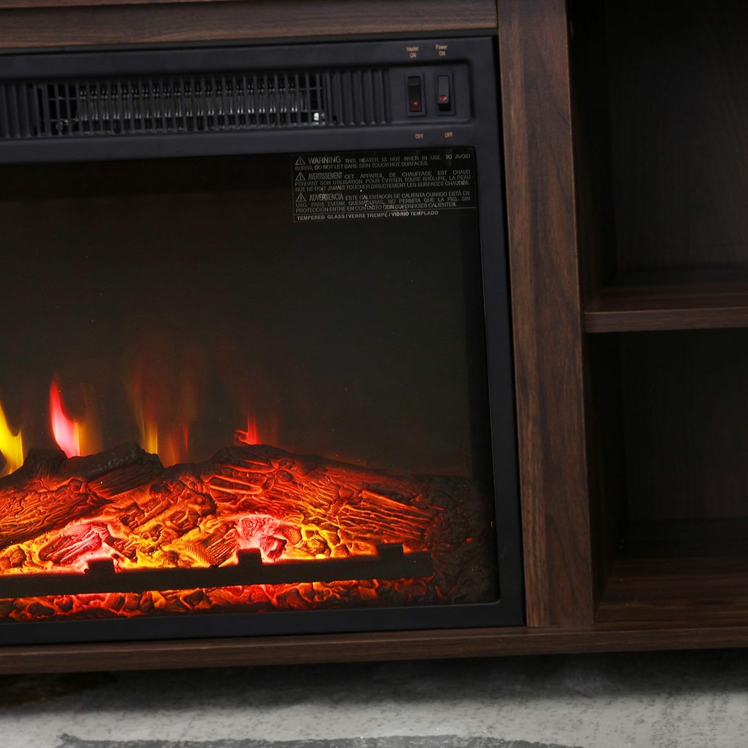 Electric Fireplace TV Stand Entertainment Center Wooden Corner Electric Fireplace Console Fireplace Heater for TVs up to 60",Rustic