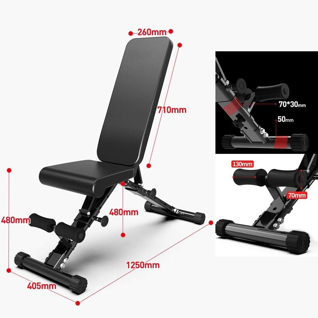 Adjustable Weight Bench - Utility Weight Benches for Full Body Workout Foldable Flat/Incline/Decline Bench Press Black Professional Dumbbell Bench for Home Gym