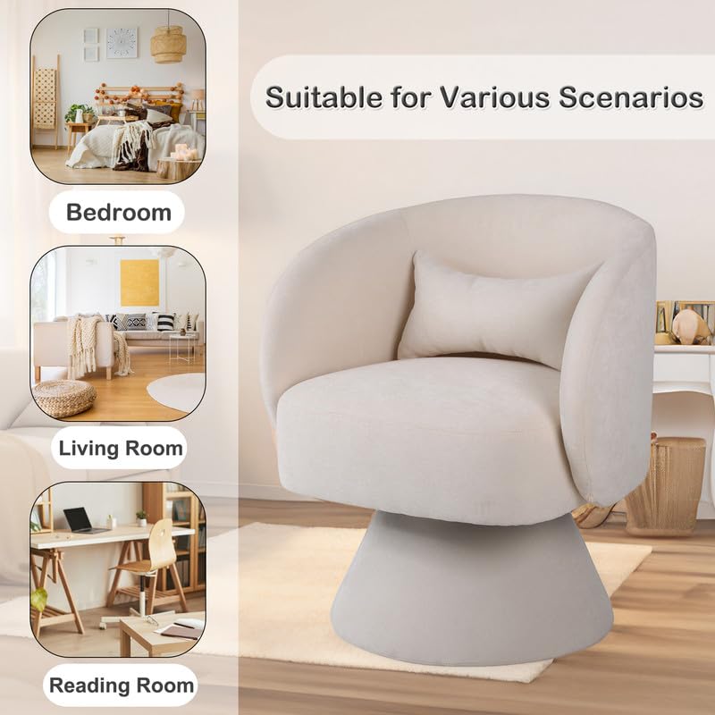 Swivel Barrel Chair, Modern Round Swivel Accent Chair Upholstered 360°Swivel Chairs for Living Room, Comfy Accent Arm Chairs for Nursery, Bedroom, Office (Linen, Teal)