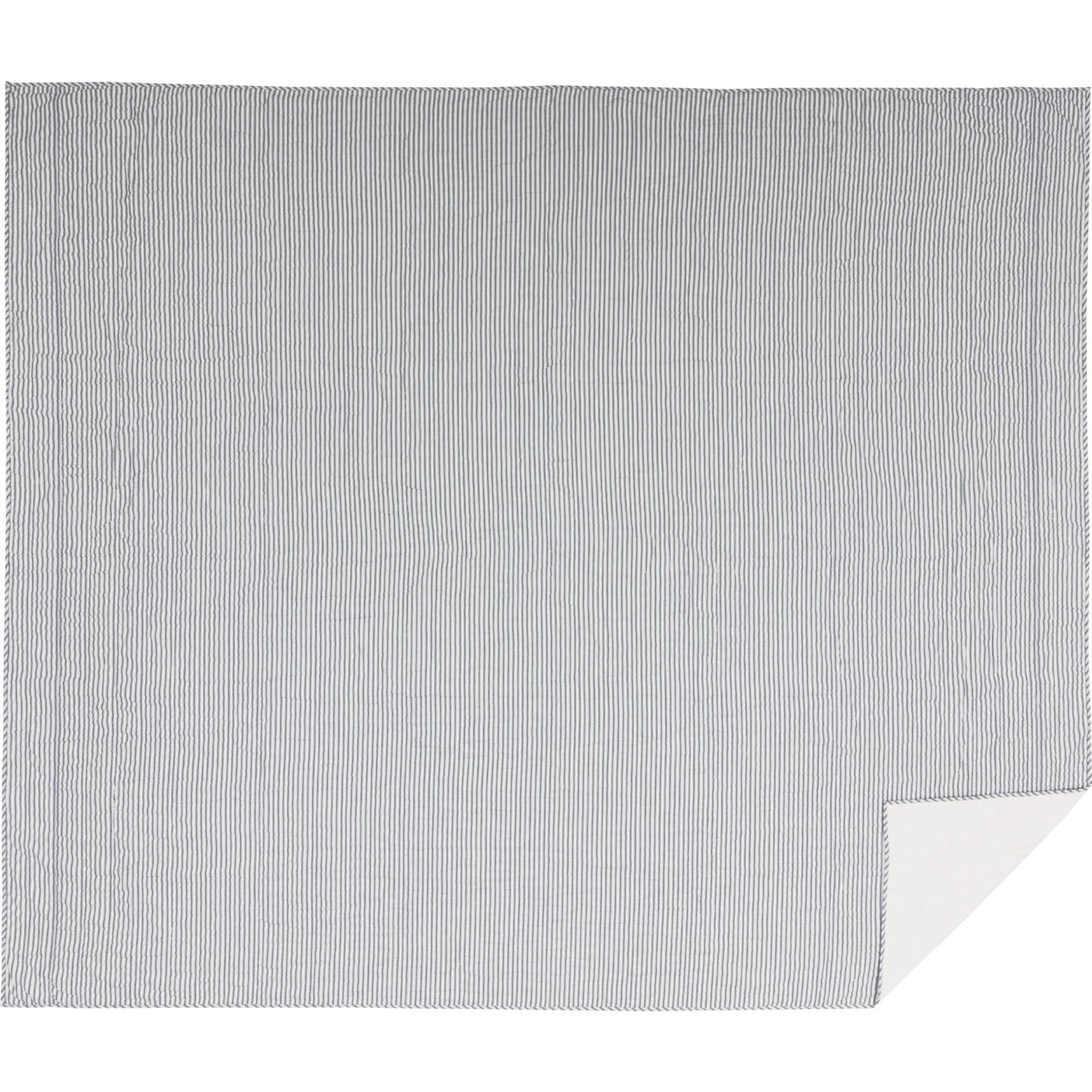 Sawyer Mill Blue Ticking Stripe Queen Quilt Coverlet