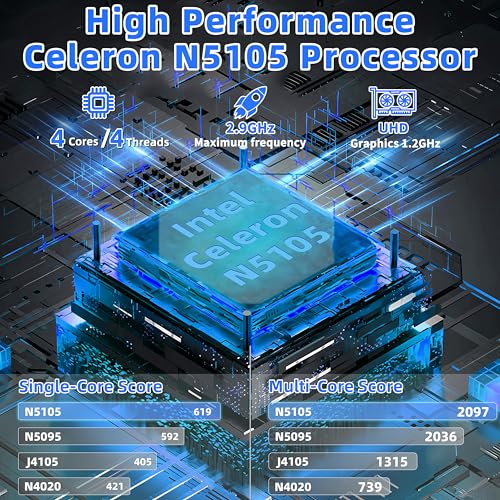 14 "Blue Laptop Computer, Ultra-Light and Portable, Celeron N5105,DDR4 16GB RAM 512G SSD, FHD(1920 x 1080) IPS,Win 11 Pro PC, Convertible 180°,Perfect for Study/Travel Work/Office/Play (512G SSD)