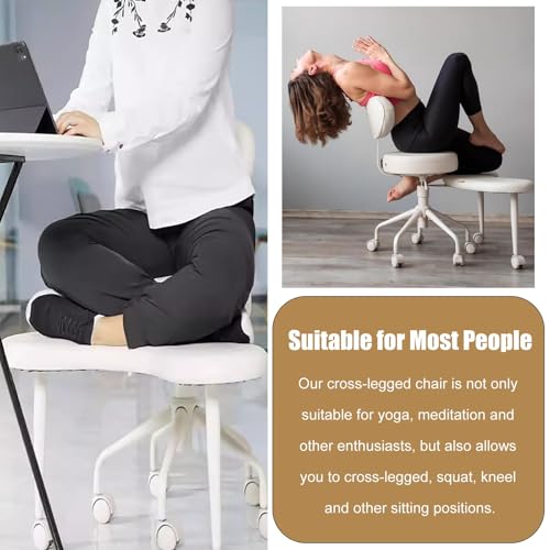 Game Cross Legged Chair with Back Support, Swiveling Meditation Chair for Yoga Kneeling Lovers, Office Desk Chair for Kid Adult Fidgety Sitters(Black)