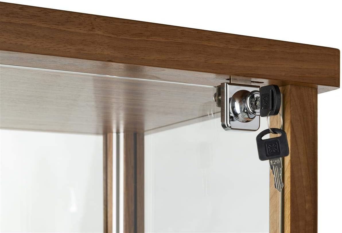 Displays2go Full Glass Narrow Curio Cabinet with Locking Doors �C Walnut (DCKDWDWN24)