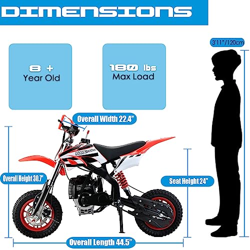 SYX MOTO 4-Stroke 40cc Mini Dirt Bike MT2 Pull Started EPA Approved (White)