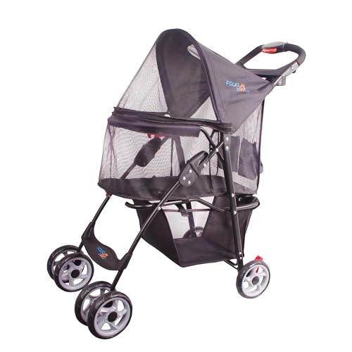 Pet Stroller Up to 55lbs Folding Lightweight Dog Stroller Cat Travel Stroller, 600D Linen Waterproof Breathable, 360° cardan Wheel, 3-in-1 Jogger Stroller for Medium Small Dogs with Basket