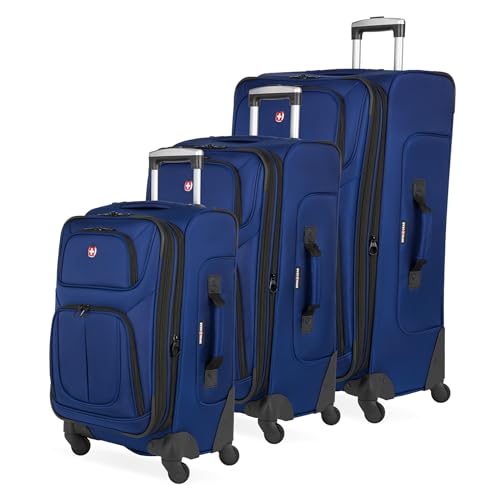 SwissGear Sion Softside Expandable Luggage, Black, Checked-Large 29-Inch