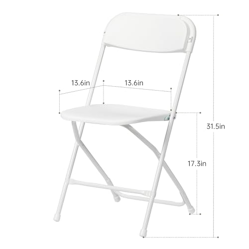 90 PCS Plastic Folding Chair, Folding Chair for Wedding Party Outdoor Indoor and Office, Portable Commercial Chair, Lightweight Folding Chair White
