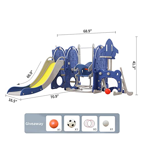 UNICOO - Toddler Slide and Swing Set, Kids Indoor and Outdoor Playground Combination for Boys & Girls (8 in 1 - Muti-Color)