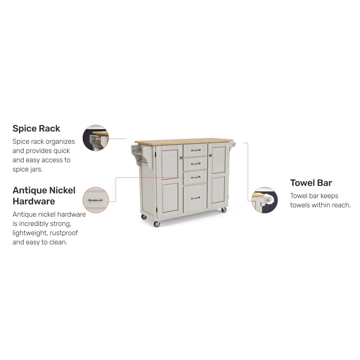 Homestyles Create-a-Cart Wood Rolling Kitchen Cart in Off White
