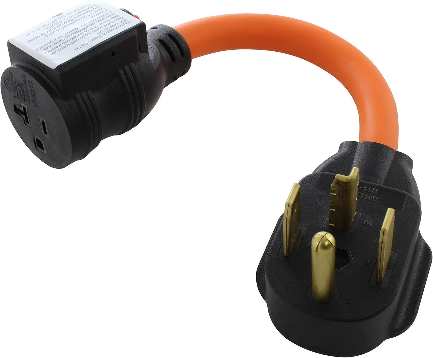 AC WORKS 4-Prong 220-Volt Plug to 120-Volt 15/ 20Amp Household Female Adapter Cord (4-Prong 14-50 Outlet to (4) Household W/Breaker) Pack of 2
