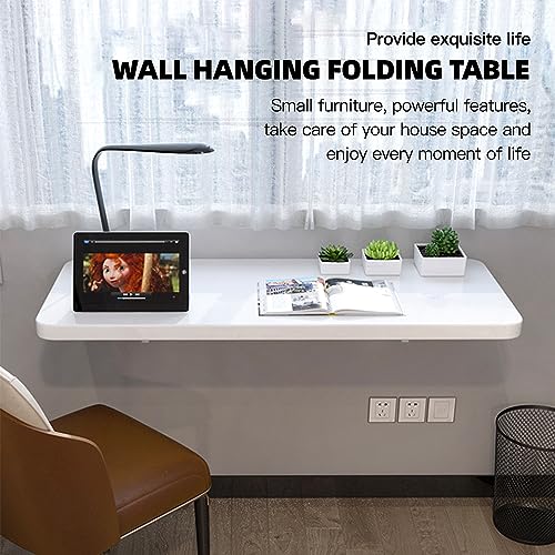 Drop Leaf Wall Desk Wall Mounted Floating Folding Table Wood Wall Mounted Table Stable Sturdy Wall Table Laundry Folding Table Foldable Hanging Workbench Black 27.6" D x 19.7" W