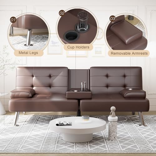 Sofa Bed Reversible Convertible Sleeper Pull Out Couches with Storage Chaise, Linen Fabric Furniture for Living Room, Apartment, Dark Gray