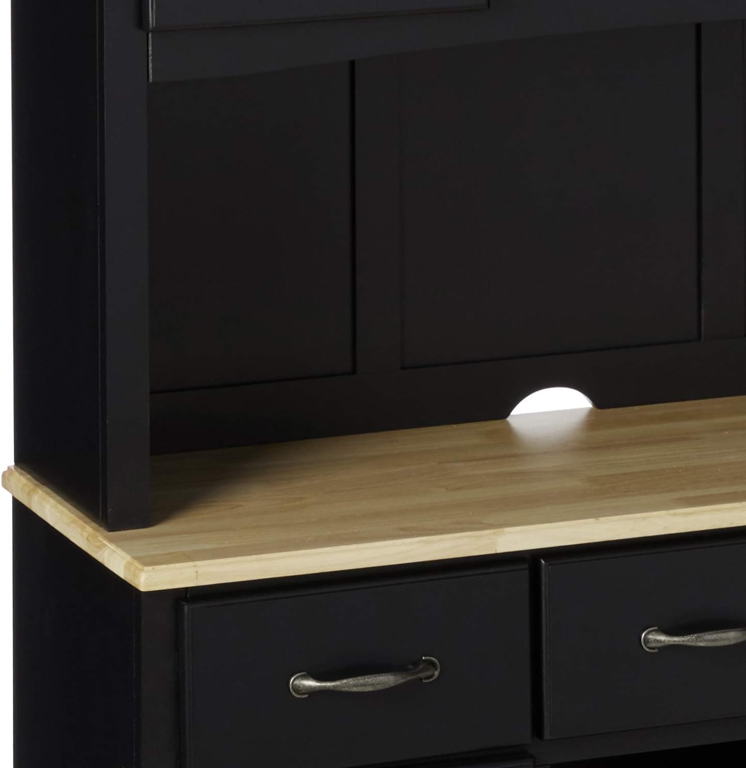 Homestyles Black Natural Wood Top Buffet Server and Hutch