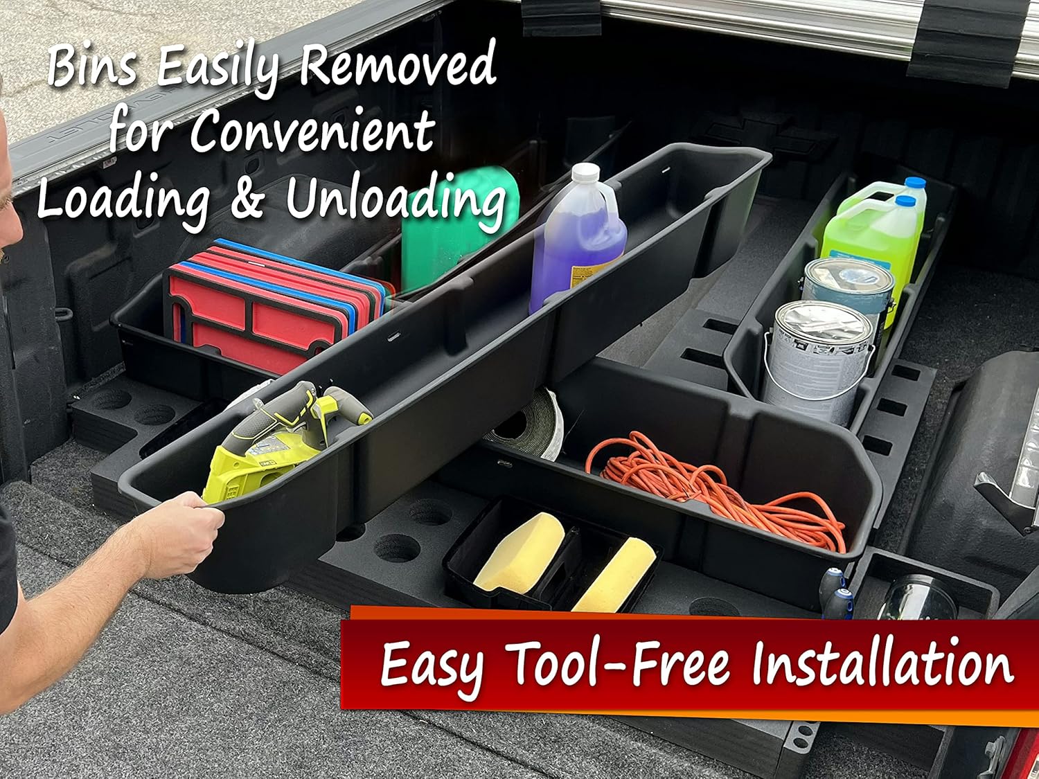 Red Hound Auto Complete Truck Bed Storage System Cargo Organizer Compatible with Chevrolet/GMC Silverado/Sierra 1500 2019-2023 4 Giant Weatherproof Containers Solution Fits 6.5 Foot Bed