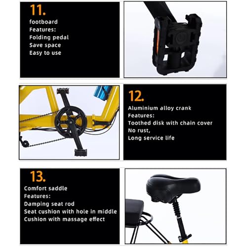 Green, Tricycle for Adults Foldable,14 Inch Folding Adult Electric Tricycle,with 48V 10.4AH Detachable Battery,Front and Rear Baskets for Shopping& Backrest, Front and Rear Lights