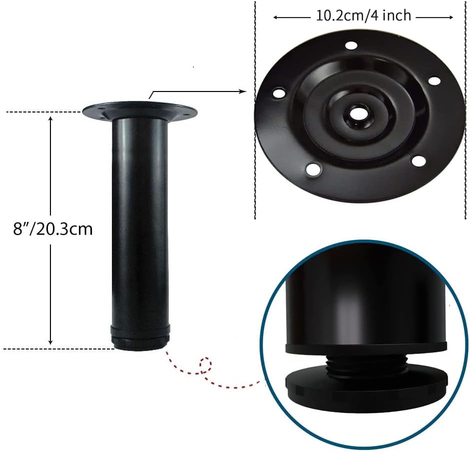 28 Inch Adjustable Table Legs, Black Legs for Desk, Sturdy Pipe Table Legs for Dining Table, Computer Table, ( Set of 4 )