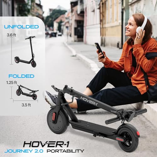 Hover-1 Journey 2.0 Foldable Electric Scooter for Adults with 300W Brushless Motor, 16 mph Max Speed, 8.5” Air-Filled Tires and 16 Mile Range Commuter Scooter for Adults and Teens