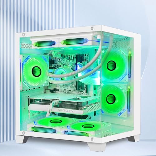 Panorama Gaming PC Desktop - AMD Ryzen 7 5700X 3.4 GHz, RTX 4070 Super 12G, 32GB DDR4 RAM 3200, 1TB M.2 PCIE SSD + 1TB SATA SSD, Windows 11 Pro 64-bit Desktop Computer, White