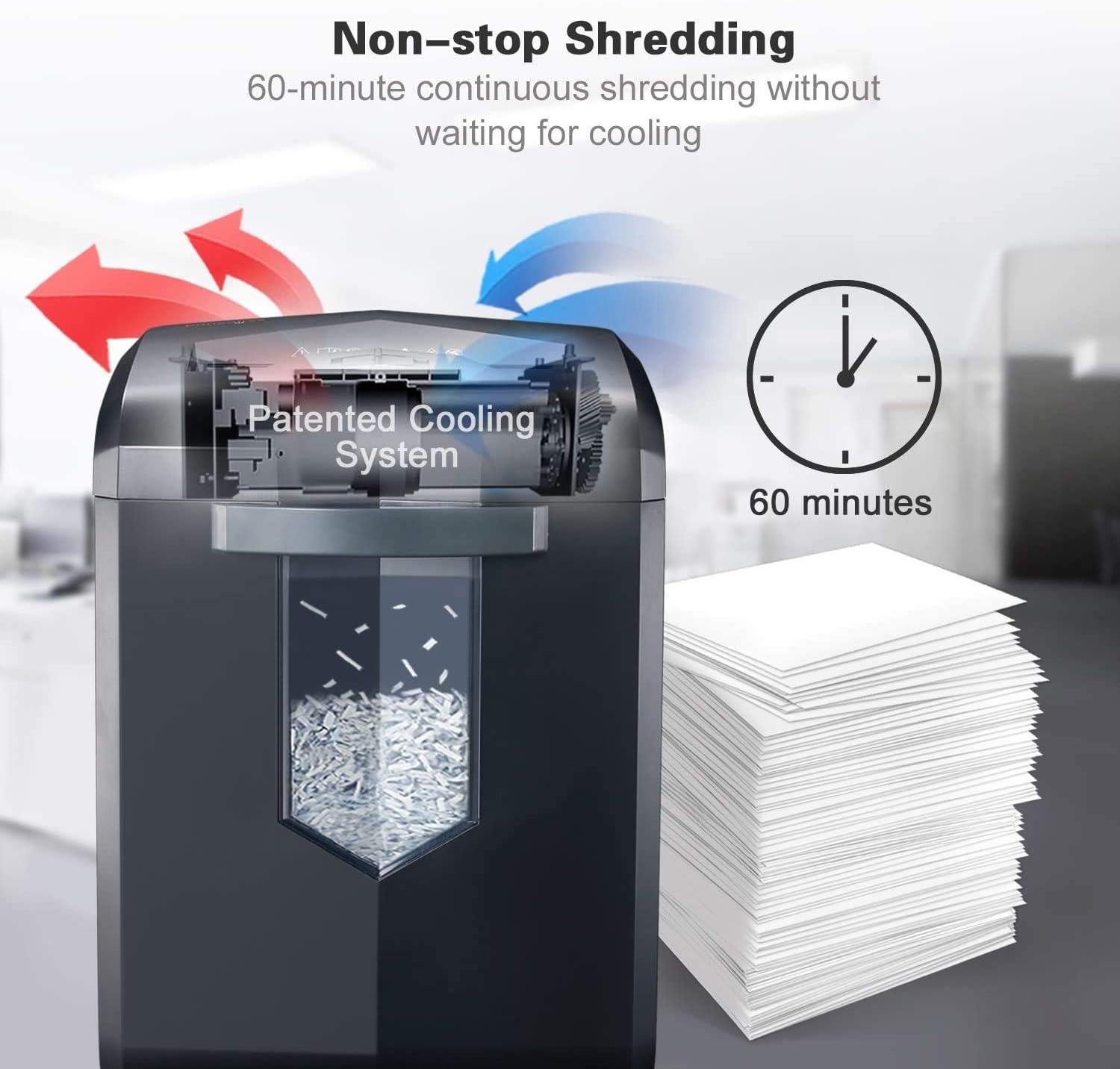 Bonsaii Updated 60-Minute Heavy-Duty Micro-Cut Paper Shredder, 14-Sheet Shredding Capacity for Office and Home Use, Destroys Credit Card/Staples/Clips, 6-Gallon Pullout Wastebasket, Black (C149-D)