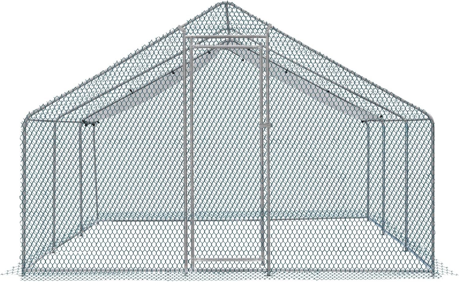 20 x 10 ft Large Metal Chicken Coop, Walk-in Poultry Cage Chicken Hen Run House with Waterproof Cover, Rabbits Cats Dogs Farm Pen for Outdoor Backyard Farm Garden