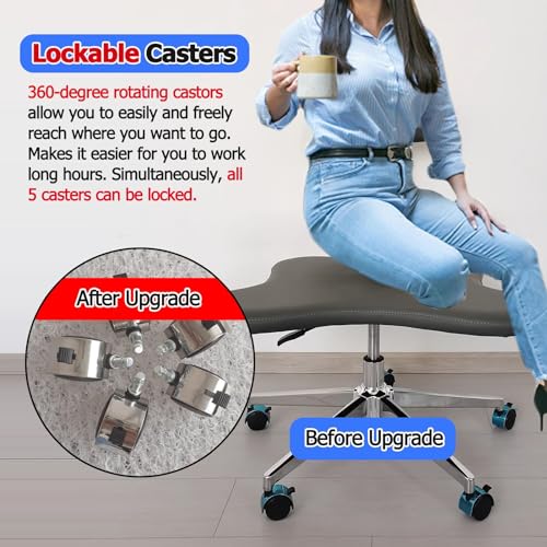 Ergonomic Cross Legged Office Chair/Meditation Kneeling Chair, Mobile Height-Adjustable Criss Cross Chair/Desk Chairs, with Lumbar Support & Wheels(White)
