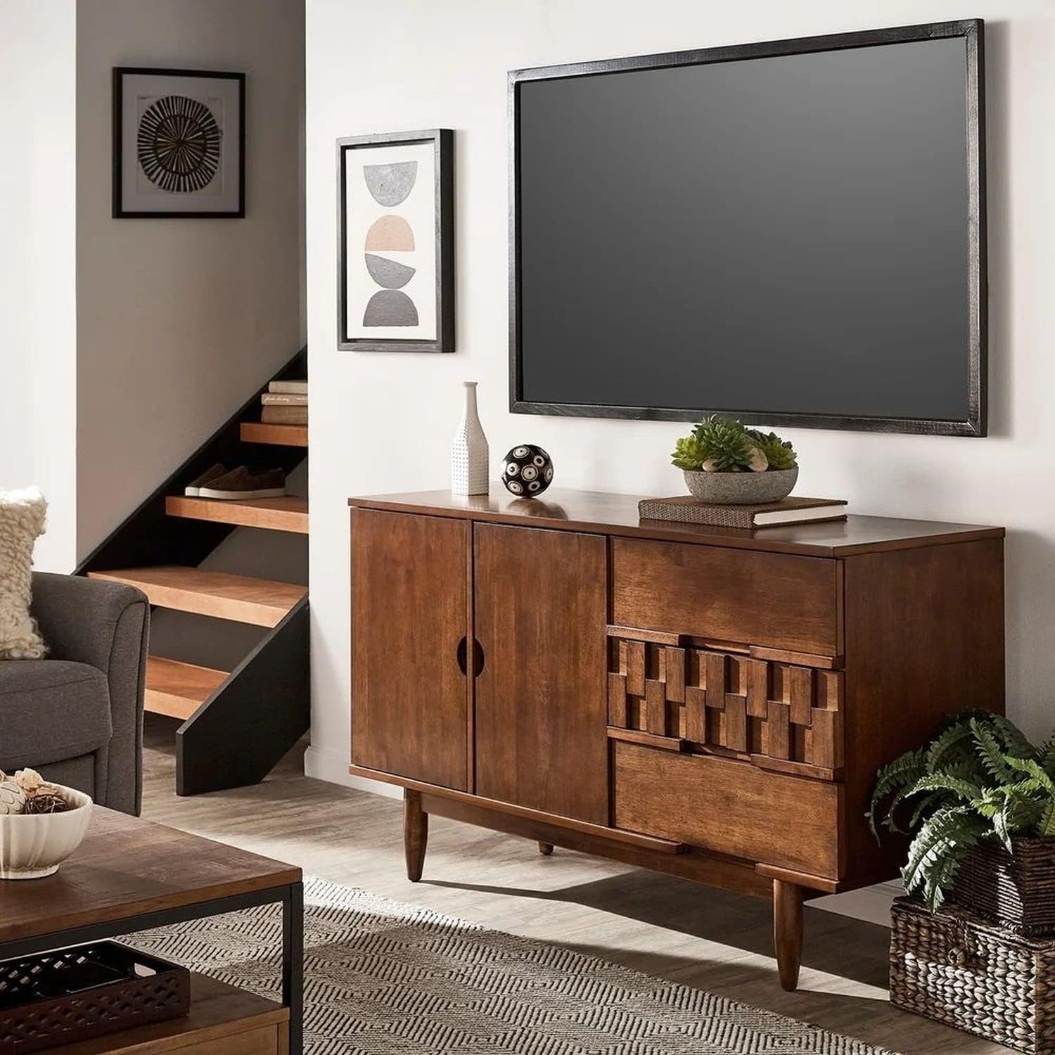 Mid Century Modern Sideboard Suitable for Kitchen Areas, Dining and Living Rooms. Storage Cabinet Buffet Table Features FMLR-624453 0